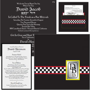 7 square High gloss black, silver mirror monogram, 2-layer checkerboard banding details cover and inside pocket